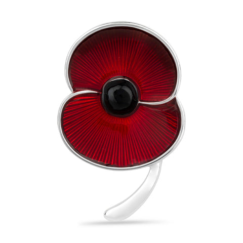 Flanders Field Poppy with Stem Brooch