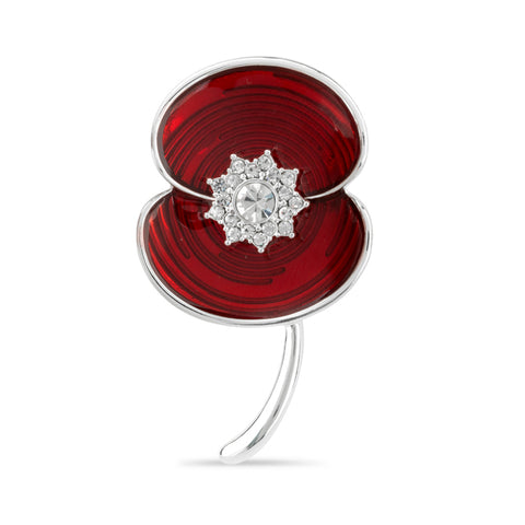 Ripple Crystal Centre Poppy Brooch
