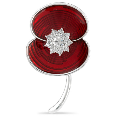 Ripple Crystal Centre Poppy Brooch