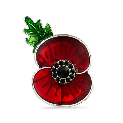 11th Hour, 11th Day, 11th Month with Leaf Poppy Brooch