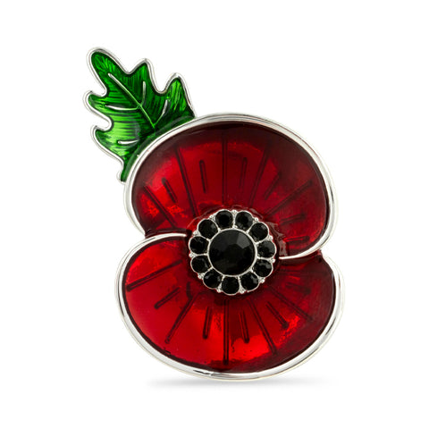 11th Hour, 11th Day, 11th Month with Leaf Poppy Brooch