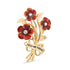 Lest We Forget Triple Poppy Crystal Centre Brooch