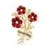 Lest We Forget Triple Poppy Crystal Centre Brooch