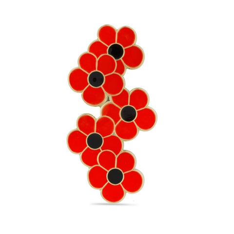 Falling Poppies Five Petal Pin