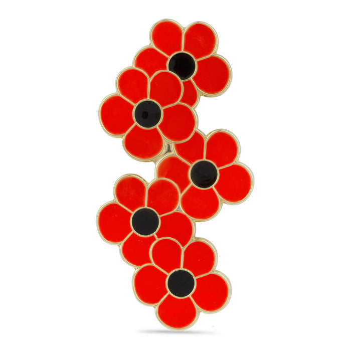 Falling Poppies Five Petal Pin