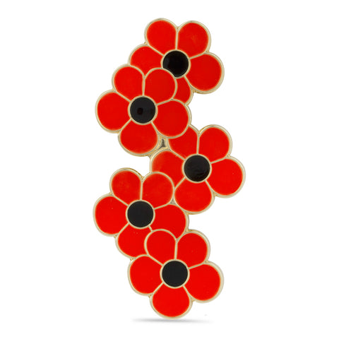 Falling Poppies Five Petal Pin