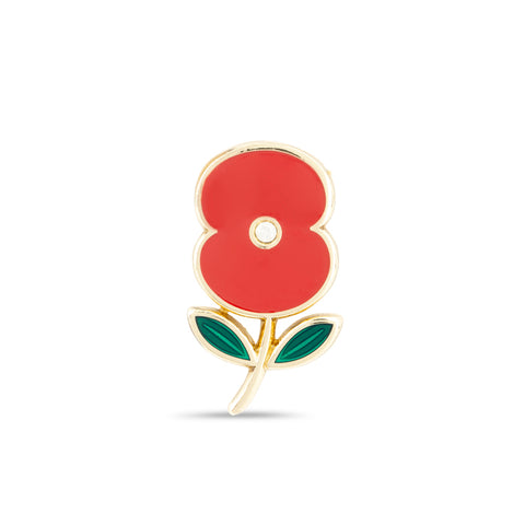 Enamel Poppy with Crystal Centre Pin