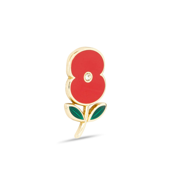 Enamel Poppy with Crystal Centre Pin