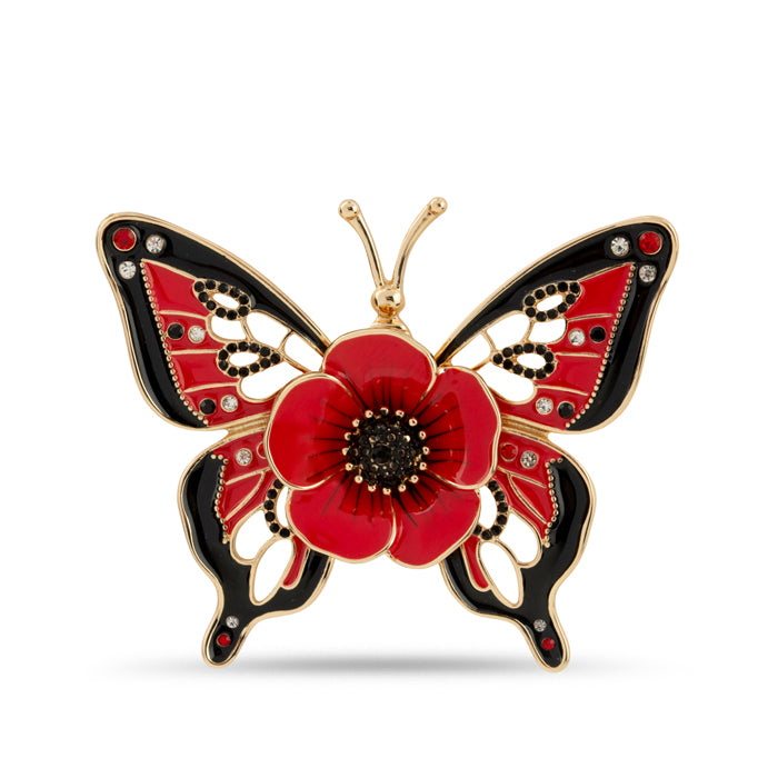 Butterfly and Poppy Brooch