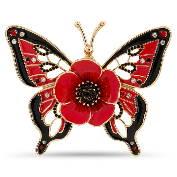 Butterfly and Poppy Brooch