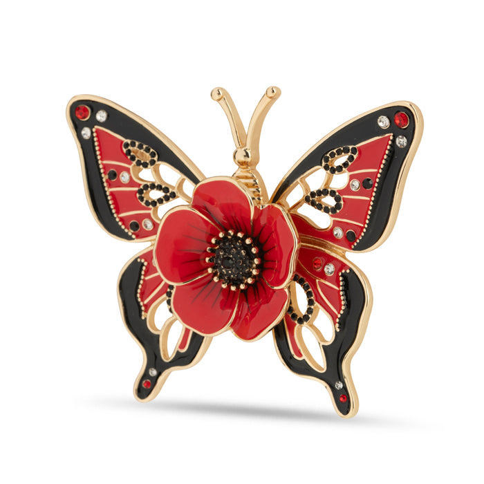 Butterfly and Poppy Brooch