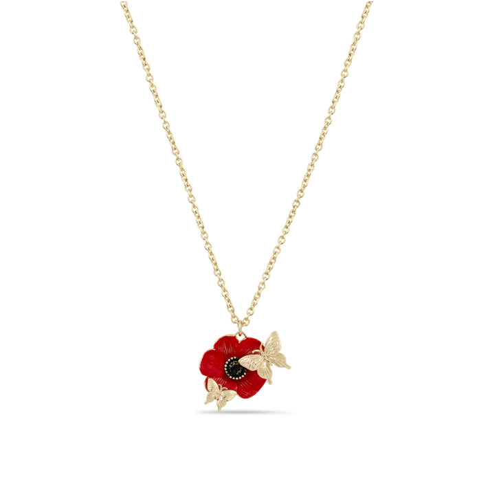 Butterfly and Poppy Necklace