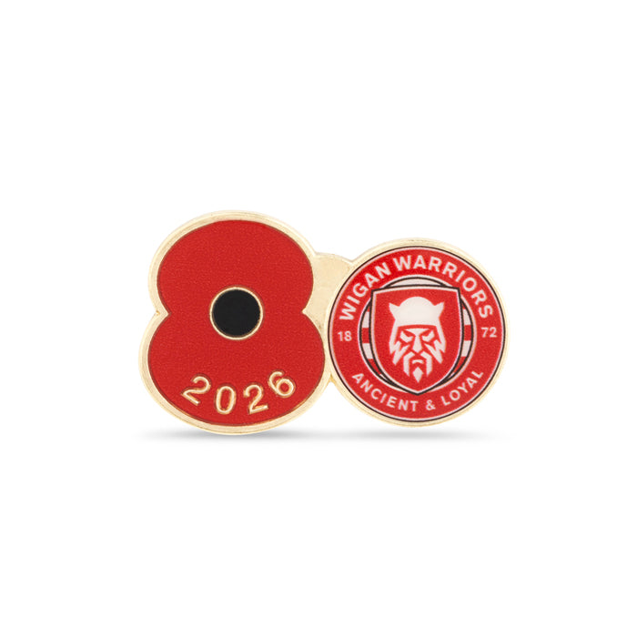 Wigan Warriors Poppy Rugby Pin 2026