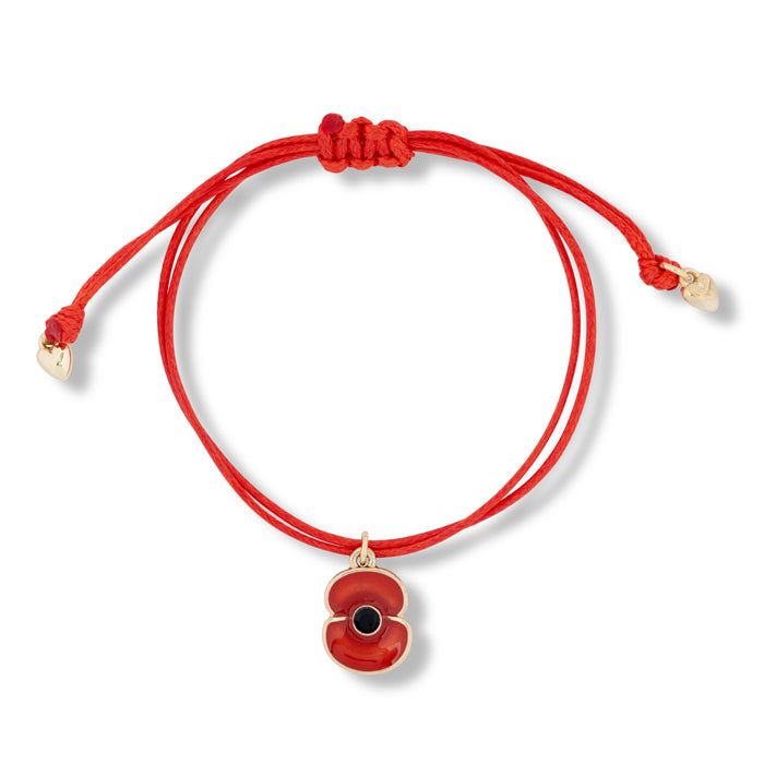 Red Poppy Charm Friendship Bracelet