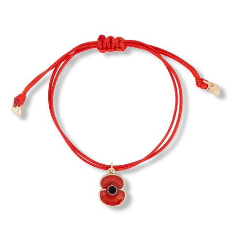 Red Poppy Charm Friendship Bracelet
