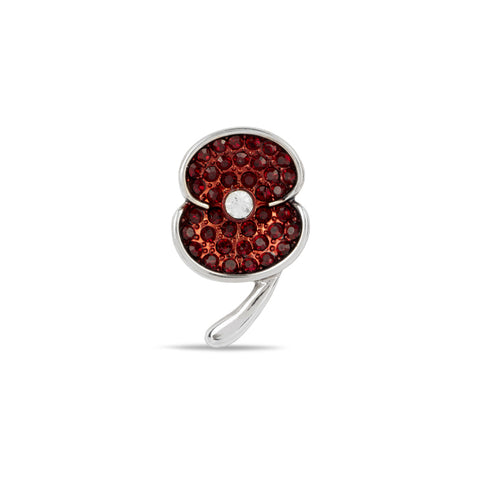Pave Poppy Silver Pin