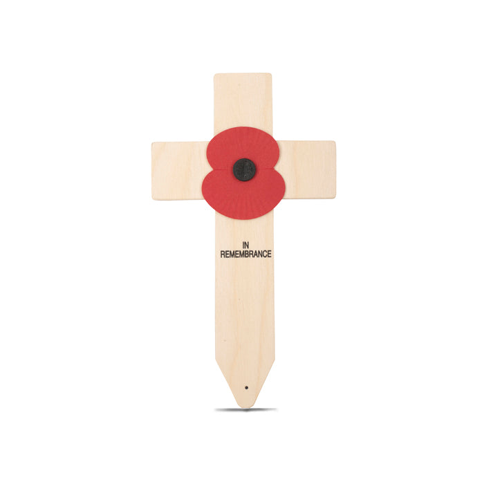 Wooden Cross with Poppy