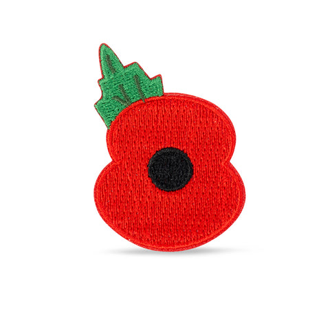 Sew And Iron On  Poppy  With Leaf Patch