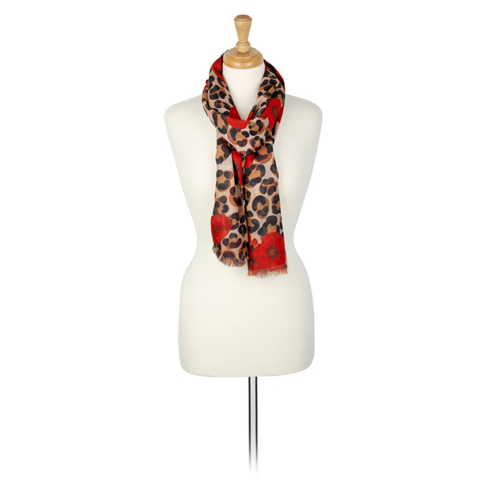 Poppy and Leopard Recycled Scarf