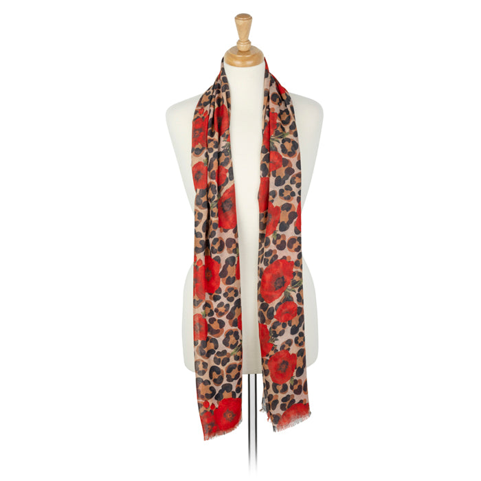 Poppy and Leopard Recycled Scarf