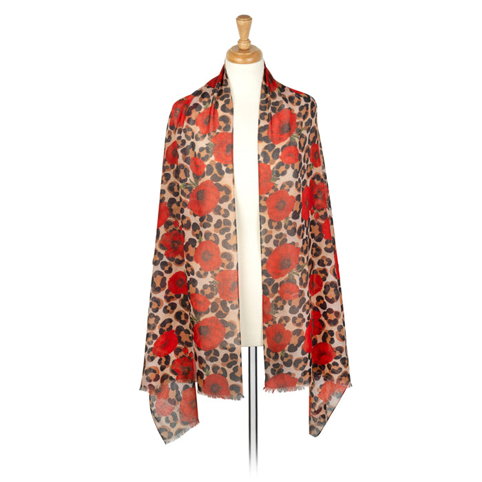 Poppy and Leopard Recycled Scarf