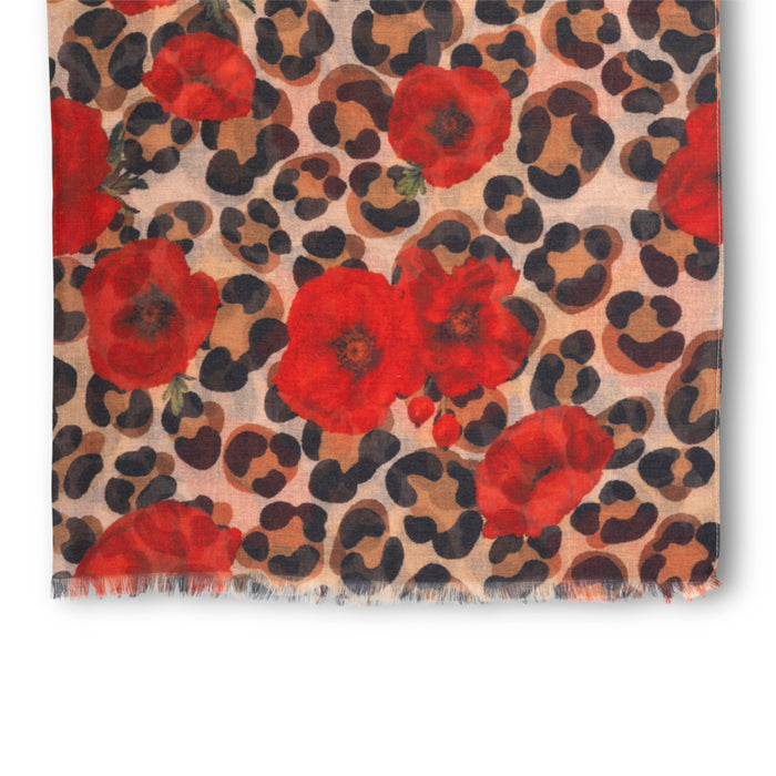 Poppy and Leopard Recycled Scarf