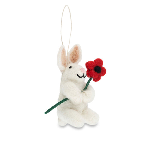 Felt Bunny with Poppy Decoration