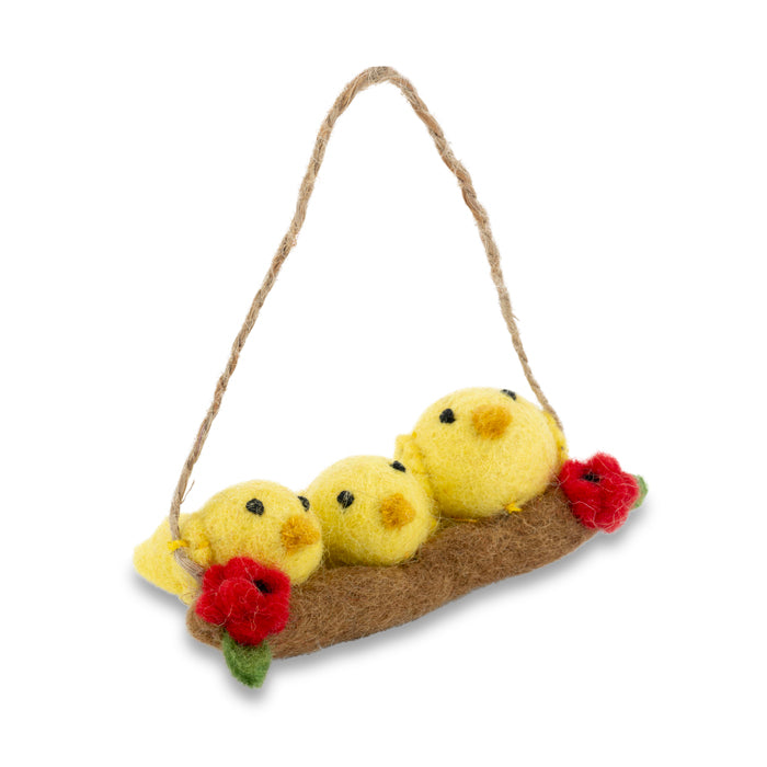 Mini Felt Chicks with Poppy Decoration