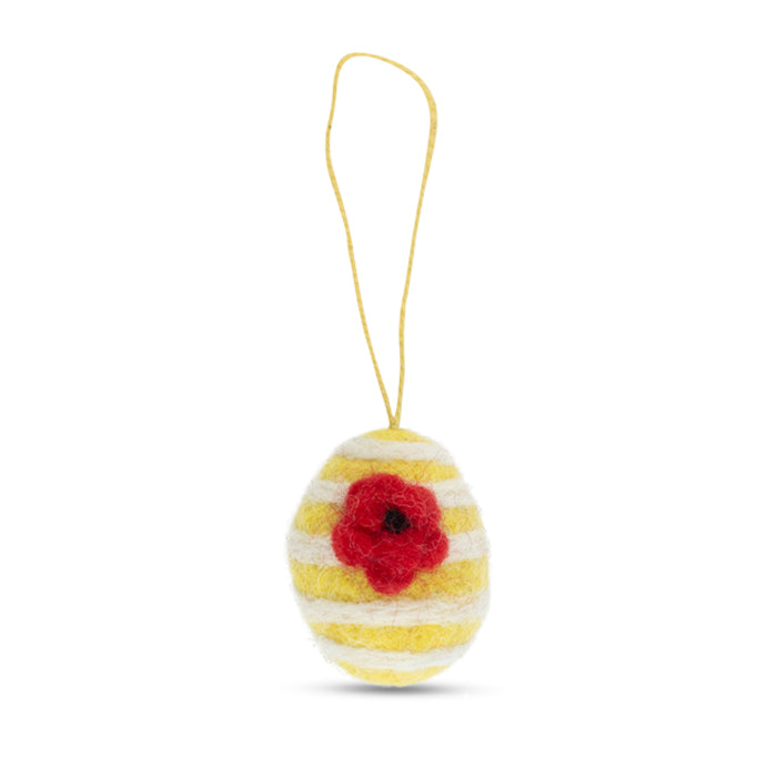 Felt Egg Decorations with Poppy - Set of 5