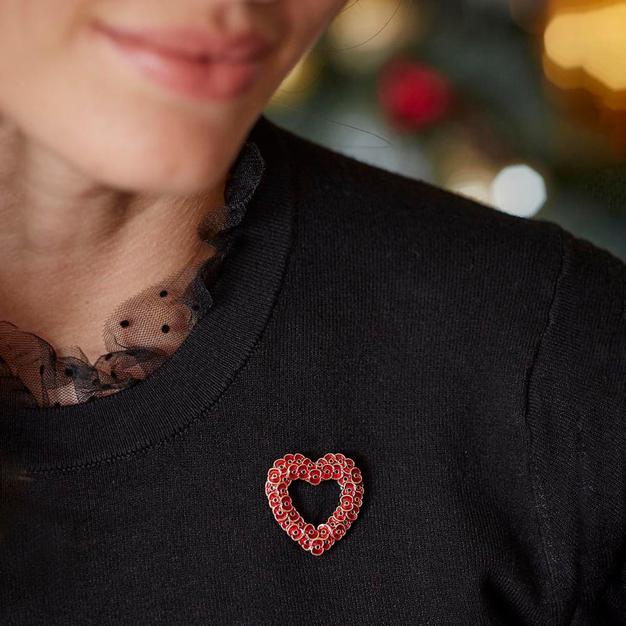 Heart of Poppies Gold Tone Brooch