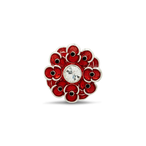 Multi Poppy Wreath Pin With Jet Swarovski