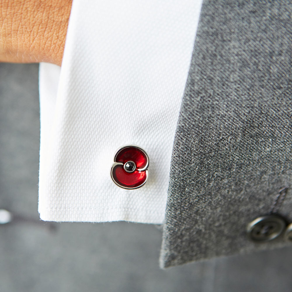 Silver enamel cufflinks top