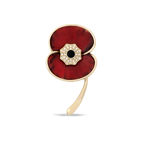 Vintage Poppy Brooch With Jet Swarovski