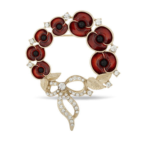 Multi Poppy Bow Wreath Brooch