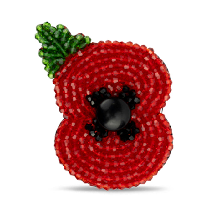 Beaded Poppy Brooch