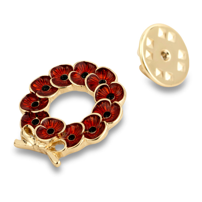 Poppy Wreath Bow Pin
