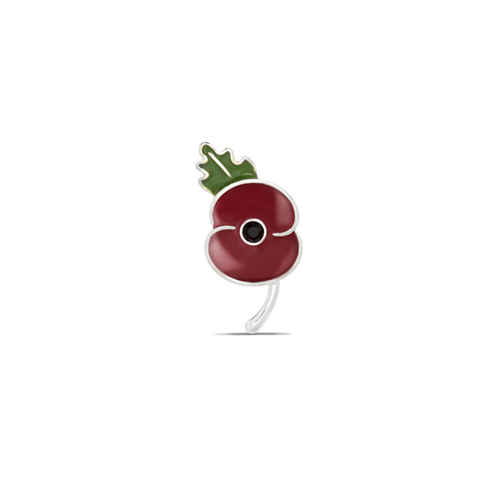 Poppy Leaf Pin With Jet Swarovski