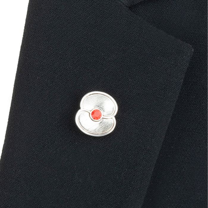 Polished Silver Plated Poppy Pin