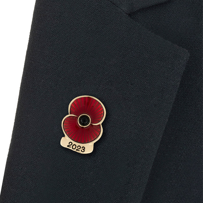 2023 Dated Gold Tone Poppy Lapel Pin