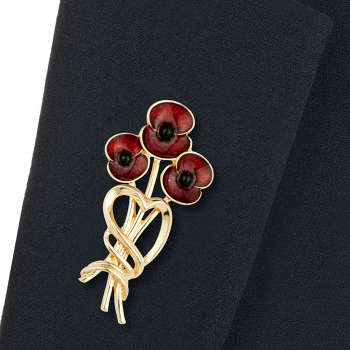 3 Poppy Heart Brooch