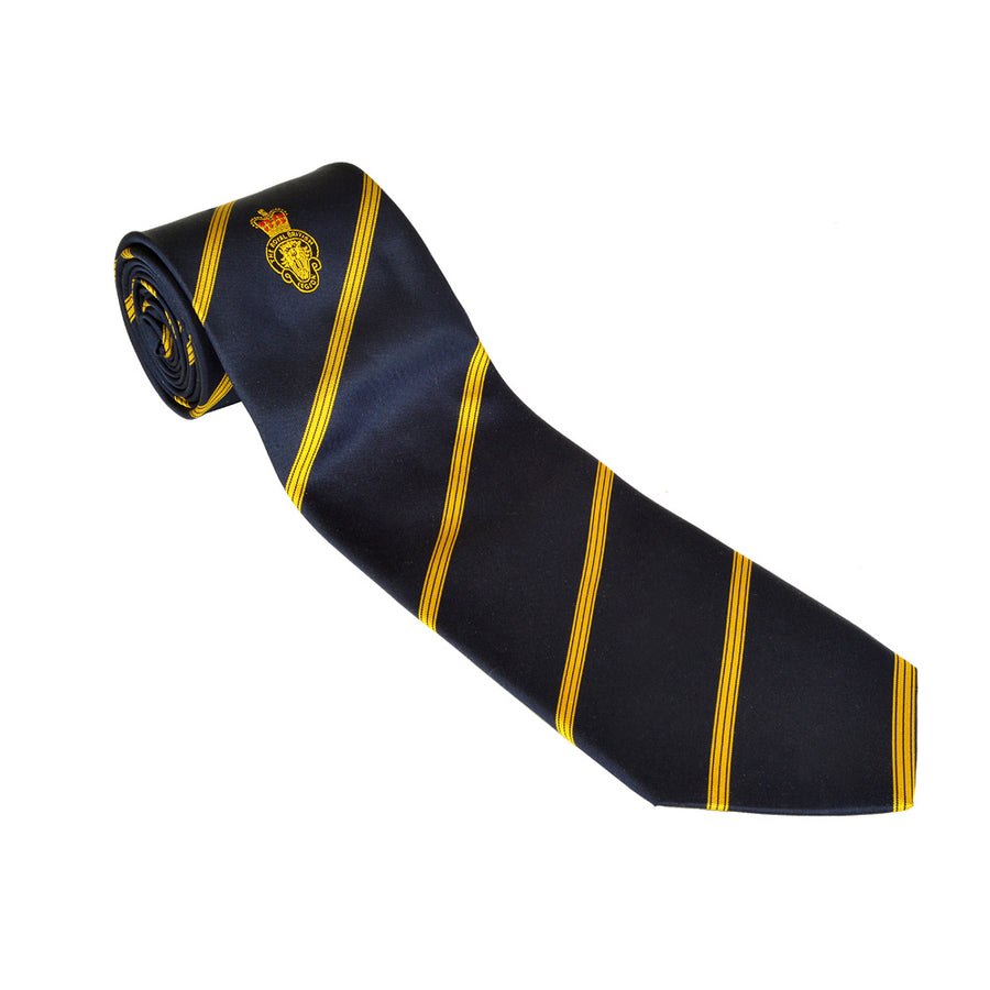 MEMBERS Navy Gold Stripe Single Motif Silk Tie